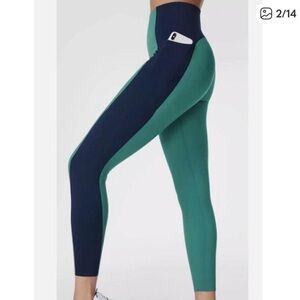Sweaty Betty Colorblock Leggings - Teal and Navy